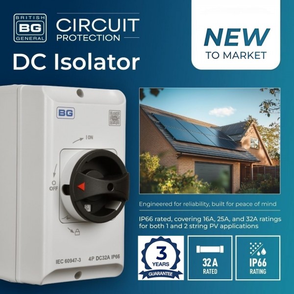 BG British General DC Isolator IP66 Waterproof Curved Switch 4Pole Solar application UV CPDC432 BG British General DC Isolator IP66 Waterproof Curved Switch 4Pole Solar application UV CPDC432