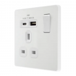 BRITISH GENERAL – Evolve 13A 1G Switched Socket 18W Fast Charging USB-A + C Supported PD/QC Screwless Design 50% Charge in 30 Minutes PCDCL21UAC18W Pearlescent White HK dst