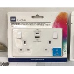 BG - British General Evolve PCDCL22UAC45W 13 Amp Double Switch with Type A & C Pearlescent White