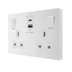 BG - British General Evolve PCDCL22UAC45W 13 Amp Double Switch with Type A & C Pearlescent White