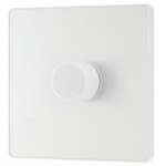 BG - British General Evolve PCDCL81W Single Trailing Edge Dimmer Switch 2 Way Puss On/ Off 1G Pearlescent White