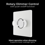 BG - British General Evolve PCDCL82W Single Trailing Edge Dimmer Switch 2 Way Puss On/ Off 2G Pearlescent White