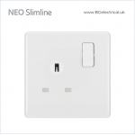 BRITISH GENERAL - BG Neo Slimline 13A Socket & Switched Single Pole 1 Gang PCWH21 HK dst