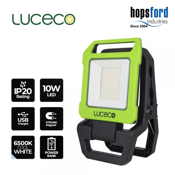 LUCECO - LED Folding Work Light . Rechargable / USB Charged / 360°   Rotation / Adjustable Angle / IP20 LILC10G65 
