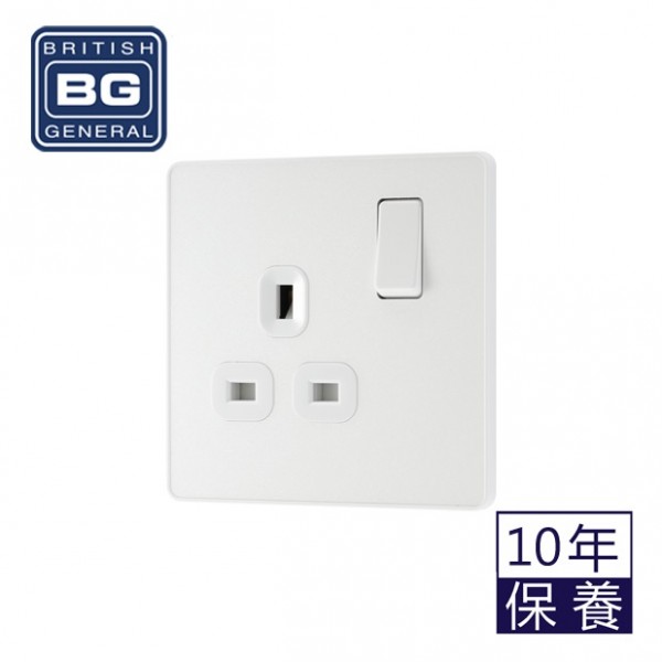 BG - British General Evolve PCDCL21W IP20 13A Socket with Switched 1G Pearlescent White