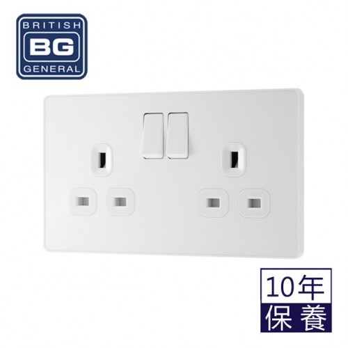 BG - British General Evolve PCDCL22W IP20 13A Socket with Switched 2G Pearlescent White