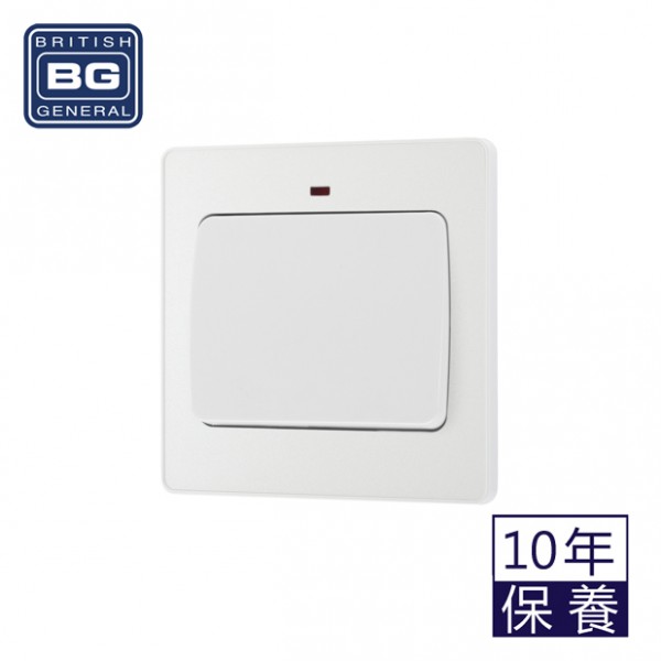 BG - British General Evolve PCDCL31WW 20A Double Pole Switch Wide Rocker Power Indicator Pearlescent White