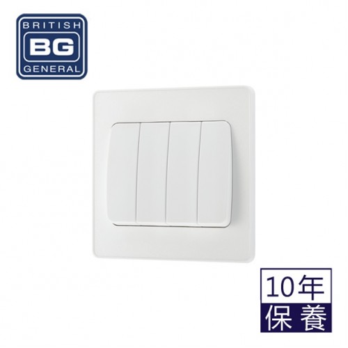 BG - British General Evolve PCDCL44WW IP20 20A 16AX Wide Rocker Light Switch 4G 2 Way Pearlescent White