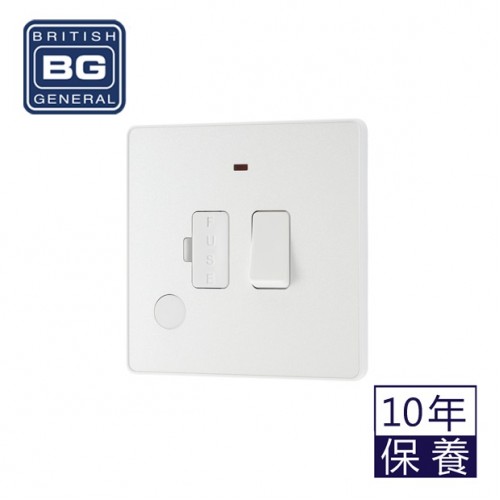 BG - British General Evolve PCDCL52W IP20 Switched With Fused/ LED/ Removable Wiring Hole 1G Pearlescent White