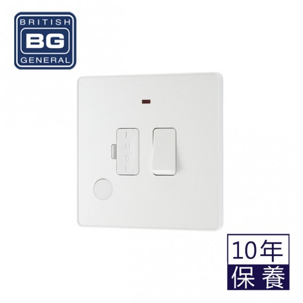 BG - British General Evolve PCDCL52W IP20 Switched With Fused/ LED/ Removable Wiring Hole 1G Pearlescent White