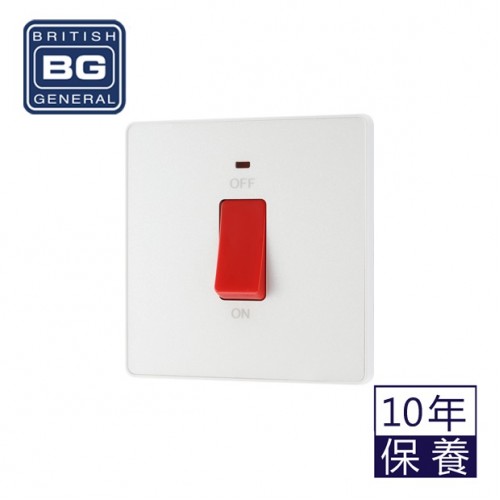 BG - British General Evolve PCDCL74W IP20 45A Double Pole Switch/ Power Indicator Pearlescent White