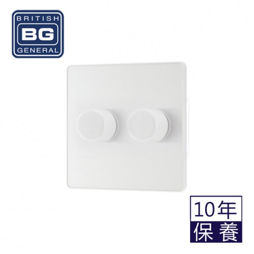 BG - British General Evolve PCDCL82W Single Trailing Edge Dimmer Switch 2 Way Puss On/ Off 2G Pearlescent White