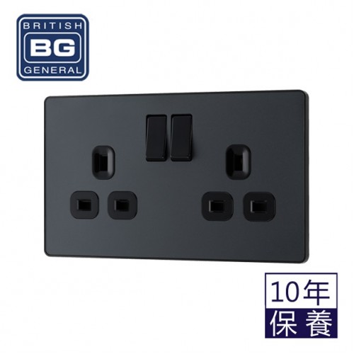 BG - British General Evolve PCDMG22B IP20 13A Socket with Switched 2G Matt Grey