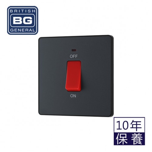BG - British General Evolve PCDMG74B IP20 45A Double Pole Switch/ Power Indicator 1G Matt Grey