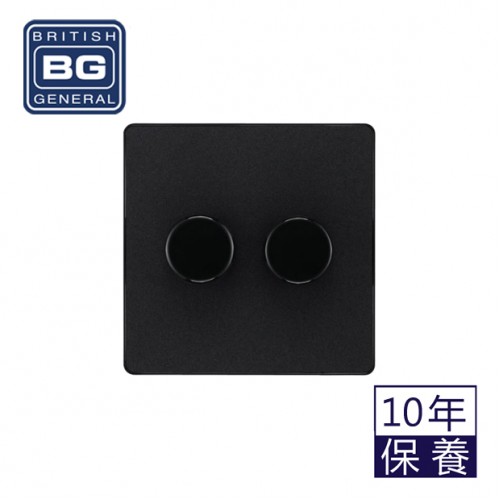 BG - British General Evolve PCDMG82B Trailing Edge Dimmer Push Switch 2G 2Way Matt Grey