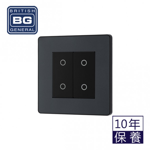 BG - British General Evolve PCDMGTDM2B Touch Dimmer 2Gang Matt Grey