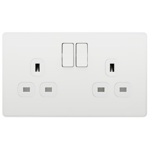 BG - British General - Evolve 13 Amp Double Switch. Polished White PCDWH22W