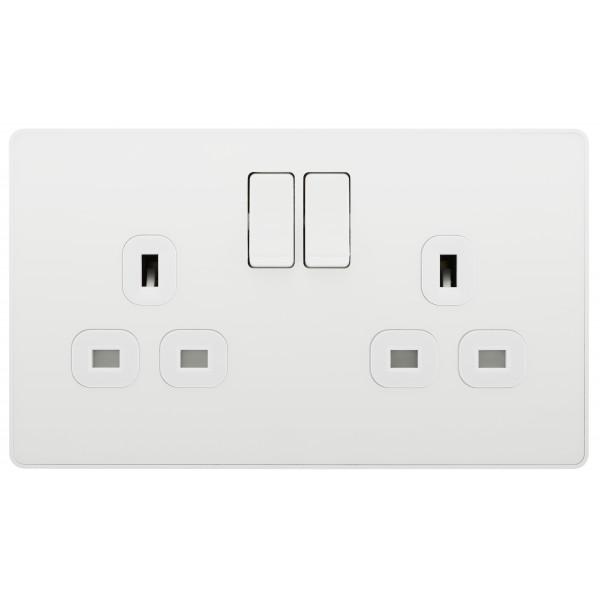 BG - British General - Evolve 13 Amp Double Switch. Polished White PCDWH22W