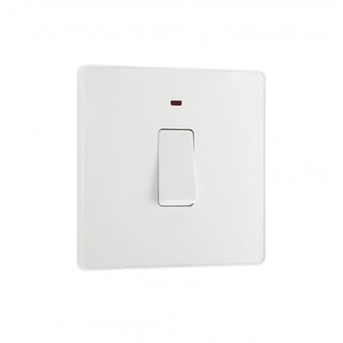 BG - British General - Evolve 20A Double Pole Switch. Power Indicator. Polished White PCDWH31W