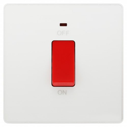 BG - British General - Evolve 45A Double Pole Switch. Power Indicator. Polished White PCDWH74W