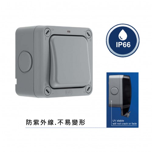 BG WP12 IP66 20AX UV stable Wide Rocker Single Switch/ 2 Way/ Weatherproof (2way / 1way Applicable)