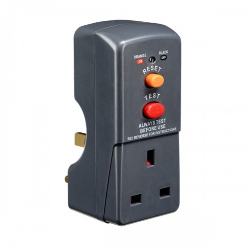 Masterplug ARCDKG-HF RCD SAFETY ADAPTOR 13A FUSED UK 3 PIN Gray Residual Current Device