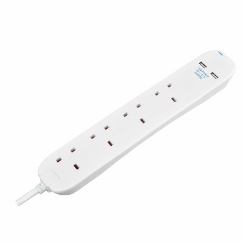 Masterplug - 4x13A EXTENSION LEAD WITH 2 USB 2.1A BFNU2N