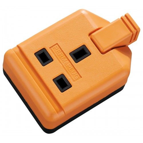 Masterplug ELS13O 1 socket 13A Trailing Extension Socket Orange Heavy Duty Single PERMAPLUG