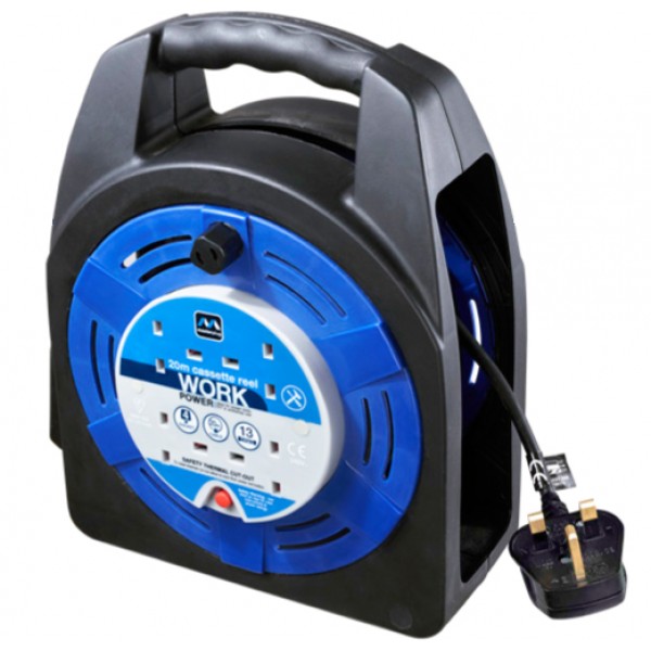 Masterplug HBT2013/4BL 20M Case Reel 4X 13A  Blue & Black