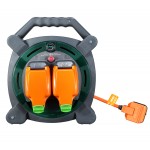 Masterplug HLP2013/2IP 20M Case Reel IP54 rated socket 2 X 13A Orange & Grey