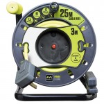 Masterplug PRO-XT OMU2513FL3IP  25+3M Reverse Open Reel with IP54 socket