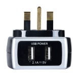 Masterplug SRGAUSBPB2 High gloss USB Adaptor Black (2 x USB 2.1A + 1X13A Socket)