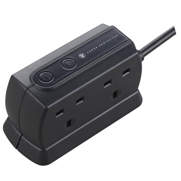 Masterplug SRGD42MB Surge Compact 4 Socket 2m Extension Lead 13A Matt Black 