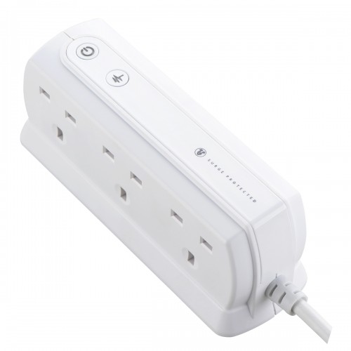 Masterplug SRGD62MW Surge Compact 6 Socket 2m Extension Lead 13A Matt White 