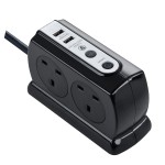 Masterplug SRGDSU43PB Surge Compact 2 USB X3.1A with 4 x13A 3M extension lead High gloss Black   