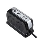 Masterplug SRGDSU43PB Surge Compact 2 USB X3.1A with 4 x13A 3M extension lead High gloss Black   