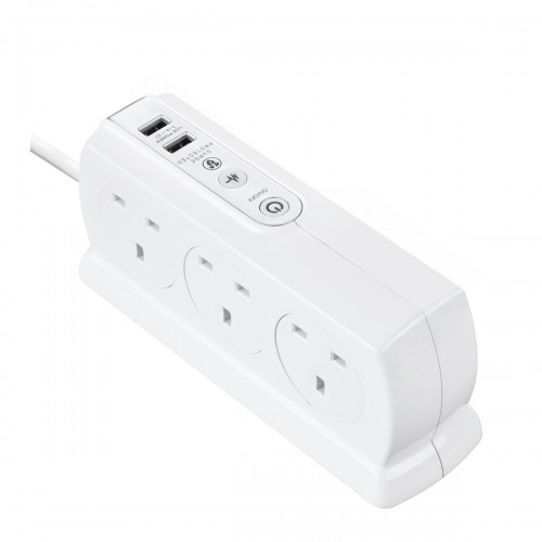 Masterplug SRGDSU63PW Surge Compact 2 USB X3.1A with 6 x13A 3M extension lead High gloss White 