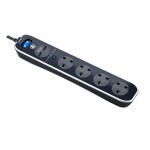 Masterplug SRGLSU43PB Surge 2X USB 3.1A with 4X13A 3M Extension lead High gloss finish Switched  Gloss Black