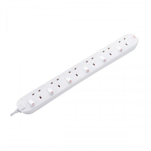 Masterplug SWC62N Individual Switched 6 Socket 13A Fused Extension Leads 