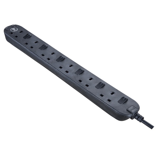 Masterplug SWSRG62NB Individually Switched 6 X13A Surge Extension Leads Black   