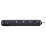 Masterplug SWSRGU42PB Individually Switched Surge 2 X USB 2.1A with 4X13A 2M Extension Lead Black