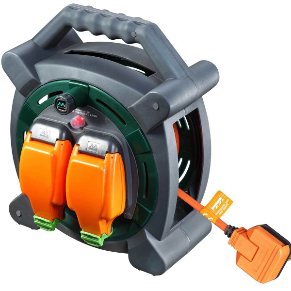 Masterplug HLP2013/2IP 20M Case Reel IP54 rated socket 2 X 13A Orange & Grey