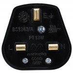 Masterplug PT13B Rewireable 13A Fused Plug Black