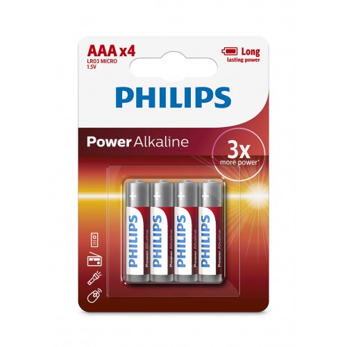 Philips Power Alkaline AAA Batteries 4 pcs/pack LR03P4B/97