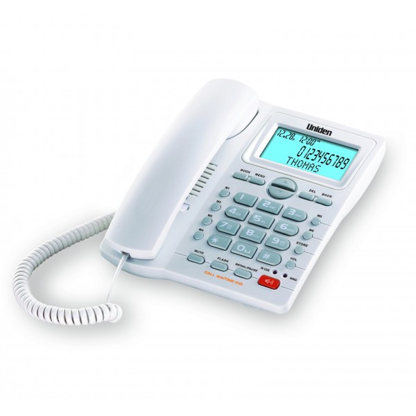 Uniden AS7414 Name and Number CID Phonebook LCD Backlit Speakerphone Corded White Uniden AS7414 Name and Number CID Phonebook LCD Backlit Speakerphone Corded White