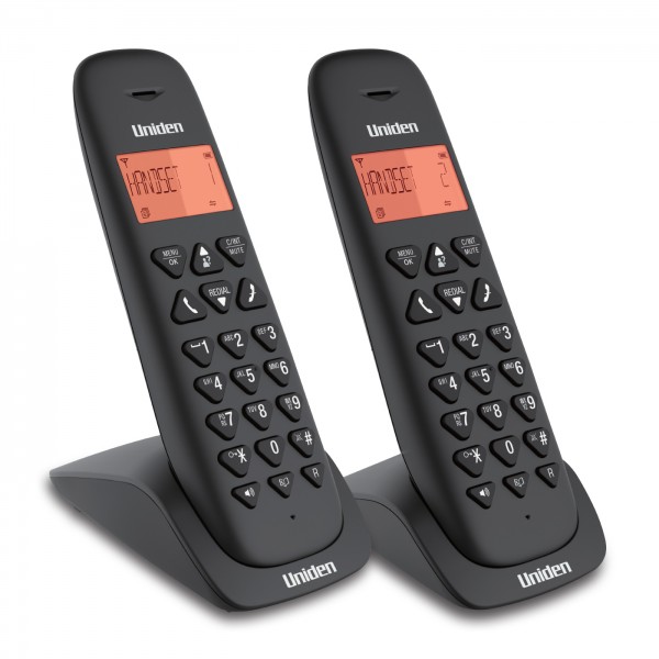 Uniden AT3102BK & HS302BK Twins Cordless Phone with backlighted LCD and Speakerphone 