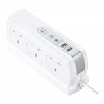 Masterplug SRGDSU62PW Surge Compact 2 USB X3.1A with 6 x13A 2M extension lead High gloss White 